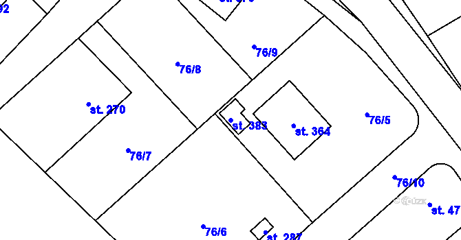 Parcela st. 383 v KÚ Škvorec, Katastrální mapa