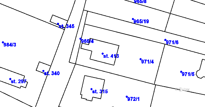 Parcela st. 413 v KÚ Škvorec, Katastrální mapa