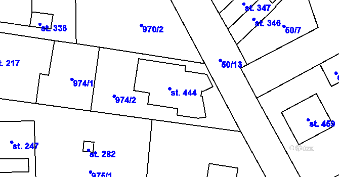 Parcela st. 444 v KÚ Škvorec, Katastrální mapa