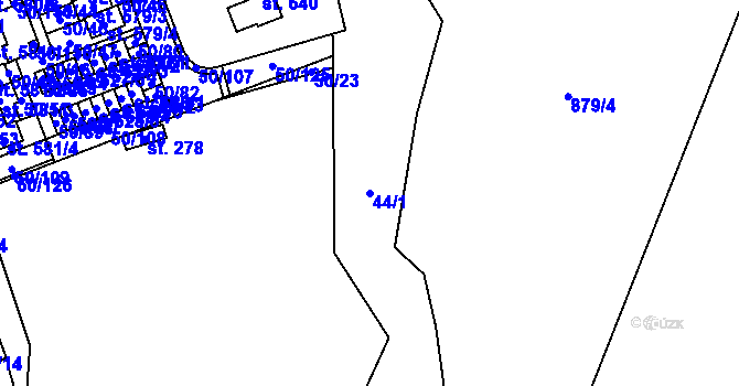 Parcela st. 44/1 v KÚ Škvorec, Katastrální mapa