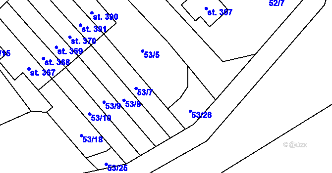 Parcela st. 53/1 v KÚ Škvorec, Katastrální mapa