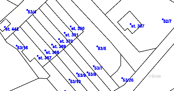Parcela st. 53/6 v KÚ Škvorec, Katastrální mapa