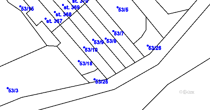 Parcela st. 53/22 v KÚ Škvorec, Katastrální mapa