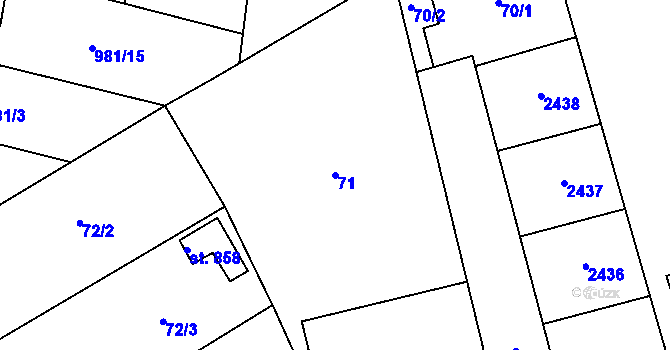 Parcela st. 71 v KÚ Škvorec, Katastrální mapa