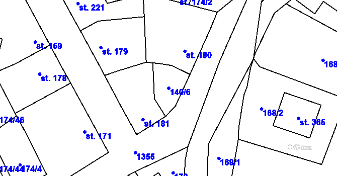 Parcela st. 140/6 v KÚ Škvorec, Katastrální mapa
