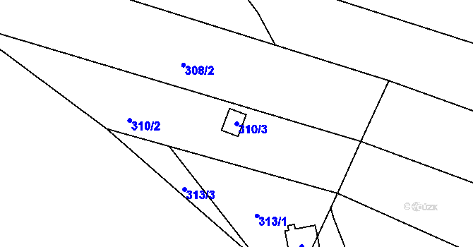 Parcela st. 310/3 v KÚ Škvorec, Katastrální mapa