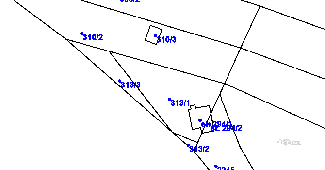 Parcela st. 313/1 v KÚ Škvorec, Katastrální mapa