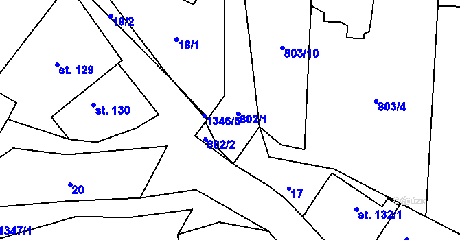 Parcela st. 802 v KÚ Škvorec, Katastrální mapa