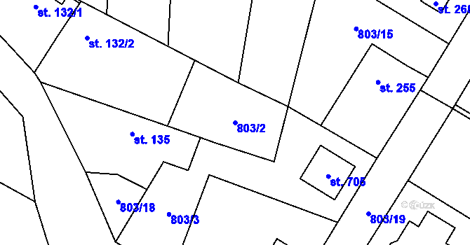 Parcela st. 803/2 v KÚ Škvorec, Katastrální mapa