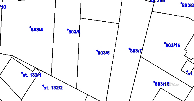 Parcela st. 803/6 v KÚ Škvorec, Katastrální mapa