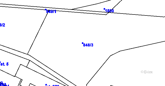Parcela st. 848/3 v KÚ Škvorec, Katastrální mapa