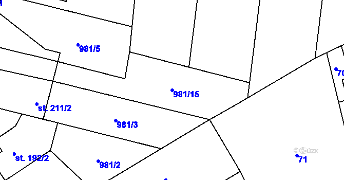 Parcela st. 981/15 v KÚ Škvorec, Katastrální mapa