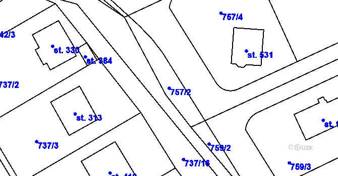 Parcela st. 757/2 v KÚ Škvorec, Katastrální mapa