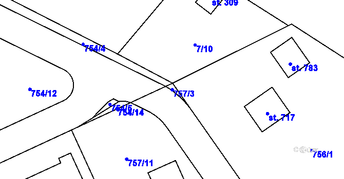 Parcela st. 757/3 v KÚ Škvorec, Katastrální mapa