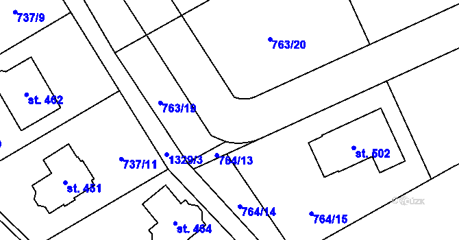 Parcela st. 763/18 v KÚ Škvorec, Katastrální mapa