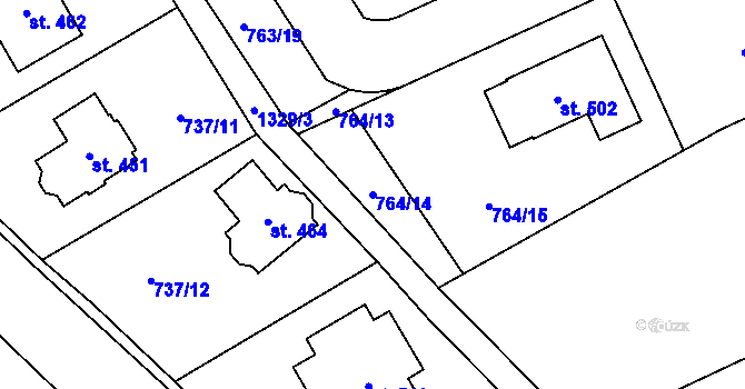 Parcela st. 764/14 v KÚ Škvorec, Katastrální mapa