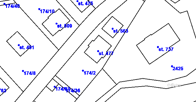 Parcela st. 477 v KÚ Škvorec, Katastrální mapa