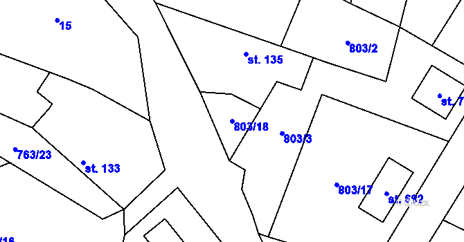 Parcela st. 803/18 v KÚ Škvorec, Katastrální mapa