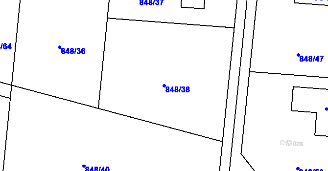 Parcela st. 848/38 v KÚ Škvorec, Katastrální mapa