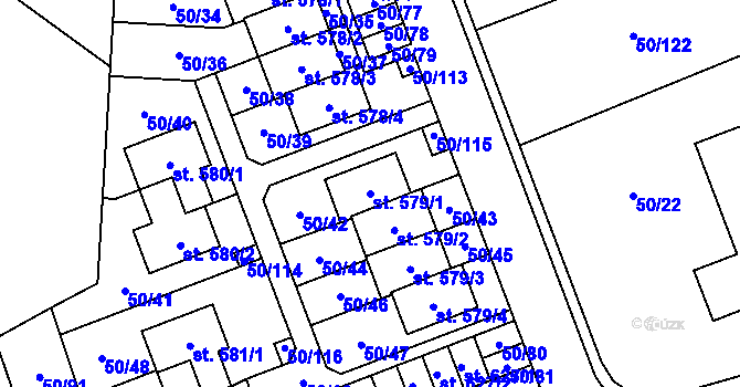 Parcela st. 579/1 v KÚ Škvorec, Katastrální mapa