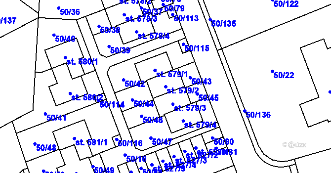 Parcela st. 579/2 v KÚ Škvorec, Katastrální mapa