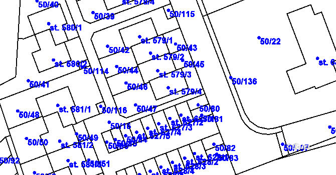 Parcela st. 579/4 v KÚ Škvorec, Katastrální mapa