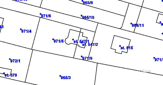 Parcela st. 547/2 v KÚ Škvorec, Katastrální mapa