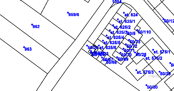 Parcela st. 50/24 v KÚ Škvorec, Katastrální mapa