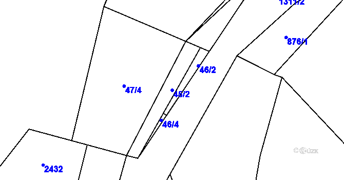Parcela st. 45/2 v KÚ Škvorec, Katastrální mapa