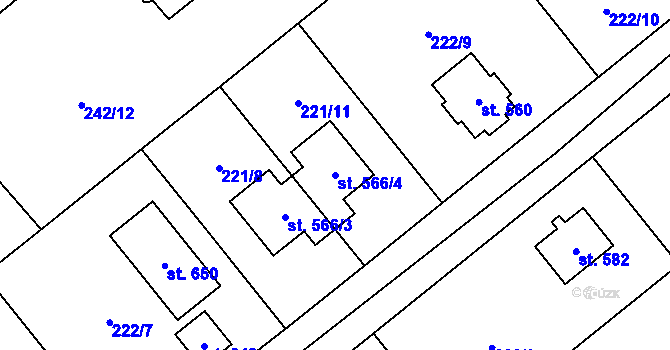 Parcela st. 566/4 v KÚ Škvorec, Katastrální mapa