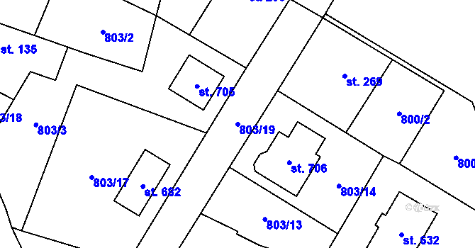 Parcela st. 803/19 v KÚ Škvorec, Katastrální mapa