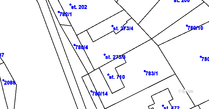 Parcela st. 273/3 v KÚ Škvorec, Katastrální mapa