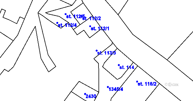 Parcela st. 113/3 v KÚ Škvorec, Katastrální mapa