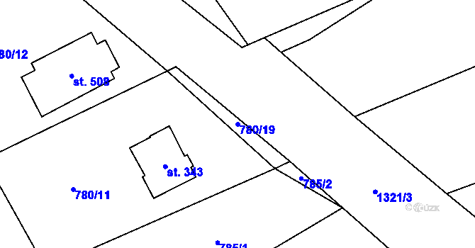 Parcela st. 780/19 v KÚ Škvorec, Katastrální mapa