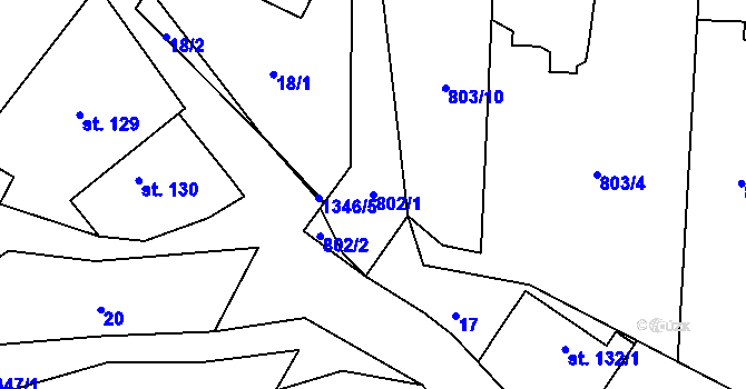 Parcela st. 802/1 v KÚ Škvorec, Katastrální mapa