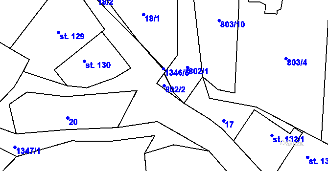 Parcela st. 802/2 v KÚ Škvorec, Katastrální mapa
