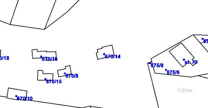 Parcela st. 670/14 v KÚ Třebohostice u Škvorce, Katastrální mapa