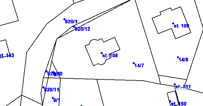 Parcela st. 108 v KÚ Třebohostice u Škvorce, Katastrální mapa