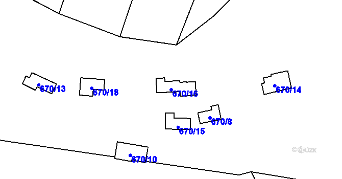 Parcela st. 670/16 v KÚ Třebohostice u Škvorce, Katastrální mapa