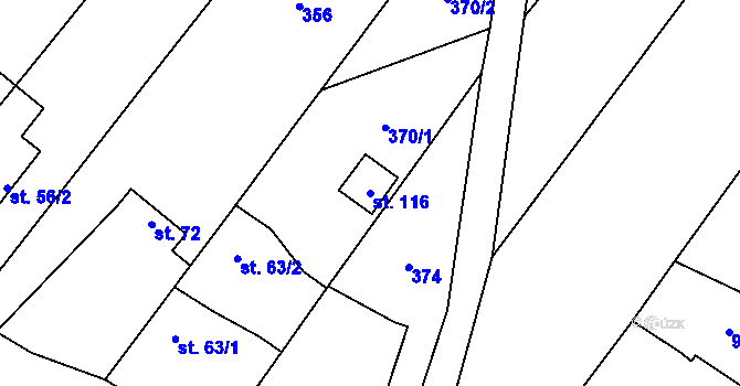 Parcela st. 116 v KÚ Třebohostice u Škvorce, Katastrální mapa