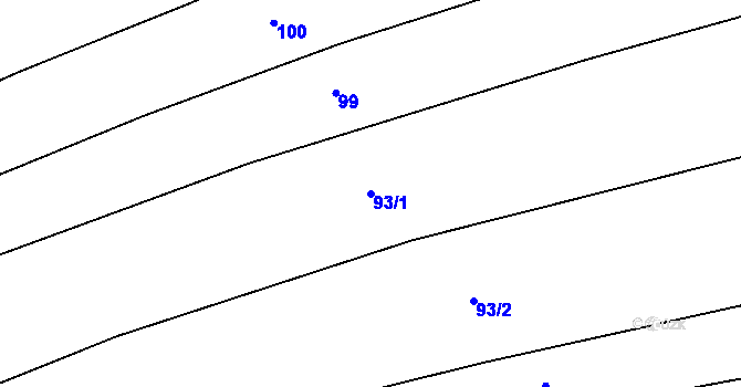 Parcela st. 93/1 v KÚ Třebohostice u Škvorce, Katastrální mapa