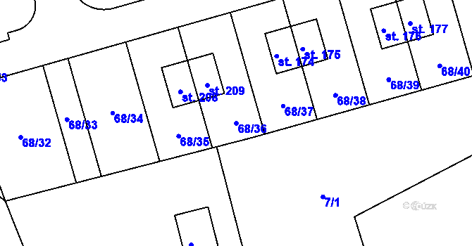 Parcela st. 68/36 v KÚ Třebohostice u Škvorce, Katastrální mapa