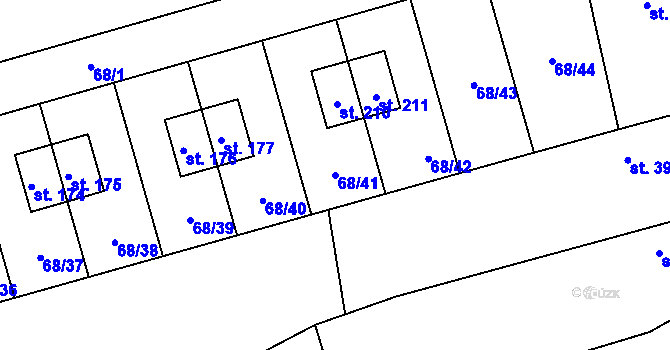 Parcela st. 68/41 v KÚ Třebohostice u Škvorce, Katastrální mapa