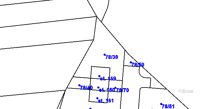 Parcela st. 78/39 v KÚ Třebohostice u Škvorce, Katastrální mapa