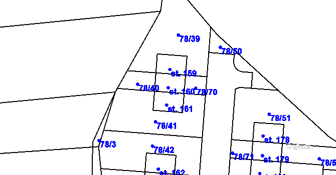 Parcela st. 160 v KÚ Třebohostice u Škvorce, Katastrální mapa