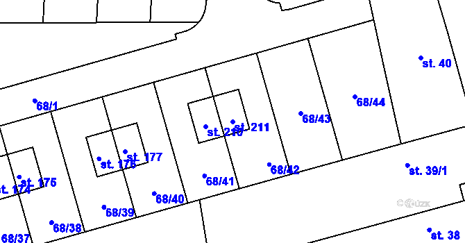 Parcela st. 211 v KÚ Třebohostice u Škvorce, Katastrální mapa