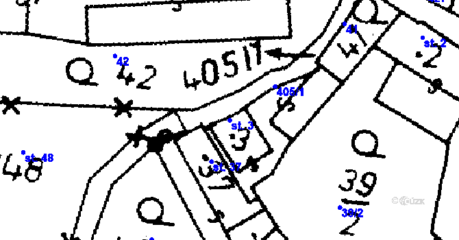 Parcela st. 3 v KÚ Pacelice, Katastrální mapa