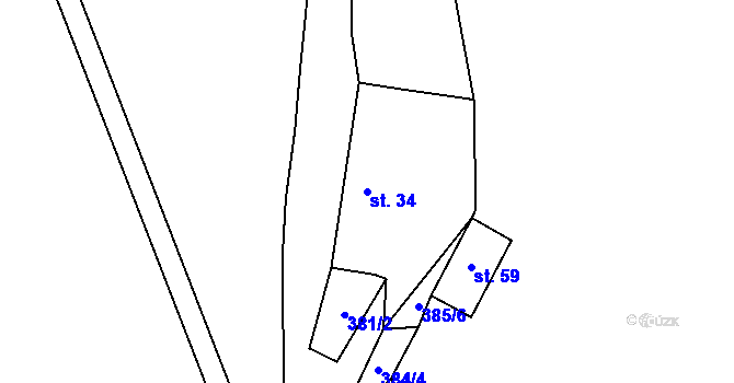 Parcela st. 34 v KÚ Pacelice, Katastrální mapa