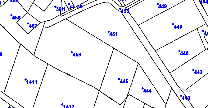 Parcela st. 1/1 v KÚ Pacelice, Katastrální mapa