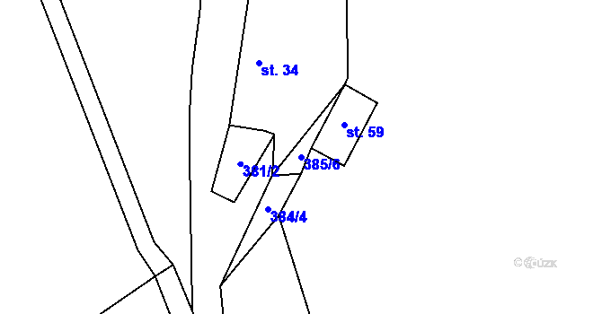 Parcela st. 385/6 v KÚ Pacelice, Katastrální mapa